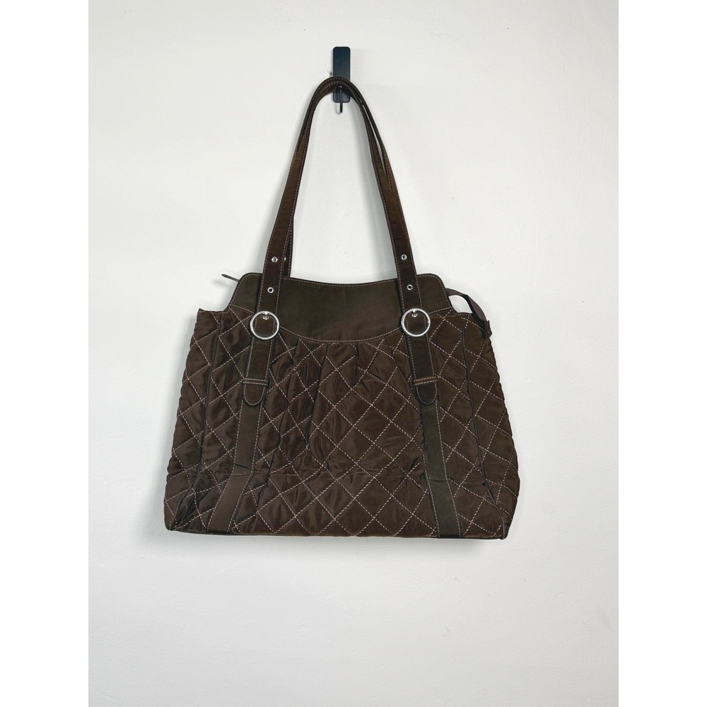 Vera Bradley Shoulder Bag Women L Brown Quilted Diamond Stitch Tote 19"x15"